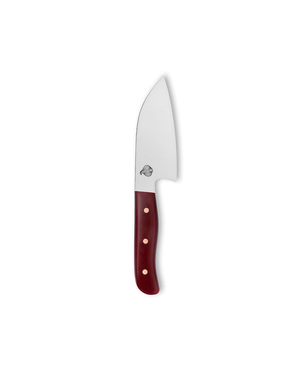 Cudaway Sanrok 4-inch handmade chef knife with inverted heel and G10 handle, made in Montana. 62.5 HRC, Nitro-V Stainless Steel. 